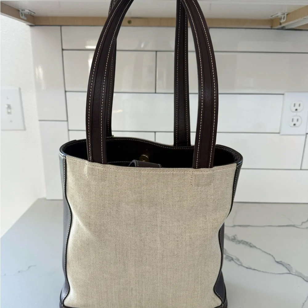 Vintage Coach Canvas with Mahogany leather Shoulder Bag - Picture 7 of 10
